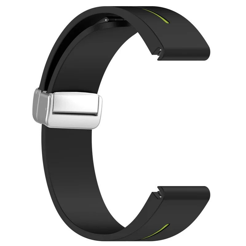 For Samsung Galaxy Watch 6 / 6 Classic / 5 / 4 Magnetic Silver Buckle Watch Strap 20mm Dual Color Silicone Band - Black+Lime