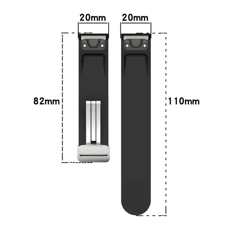 For Samsung Galaxy Watch 6 / 6 Classic / 5 / 4 Magnetic Silver Buckle Watch Strap 20mm Dual Color Silicone Band - Black+Lime