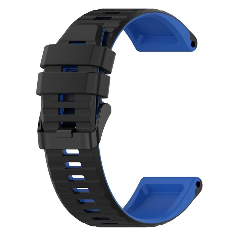 For Garmin Fenix 7X Pro Watch Bands Horizontal Stripes Silicone Dual-color Strap - Black / Blue