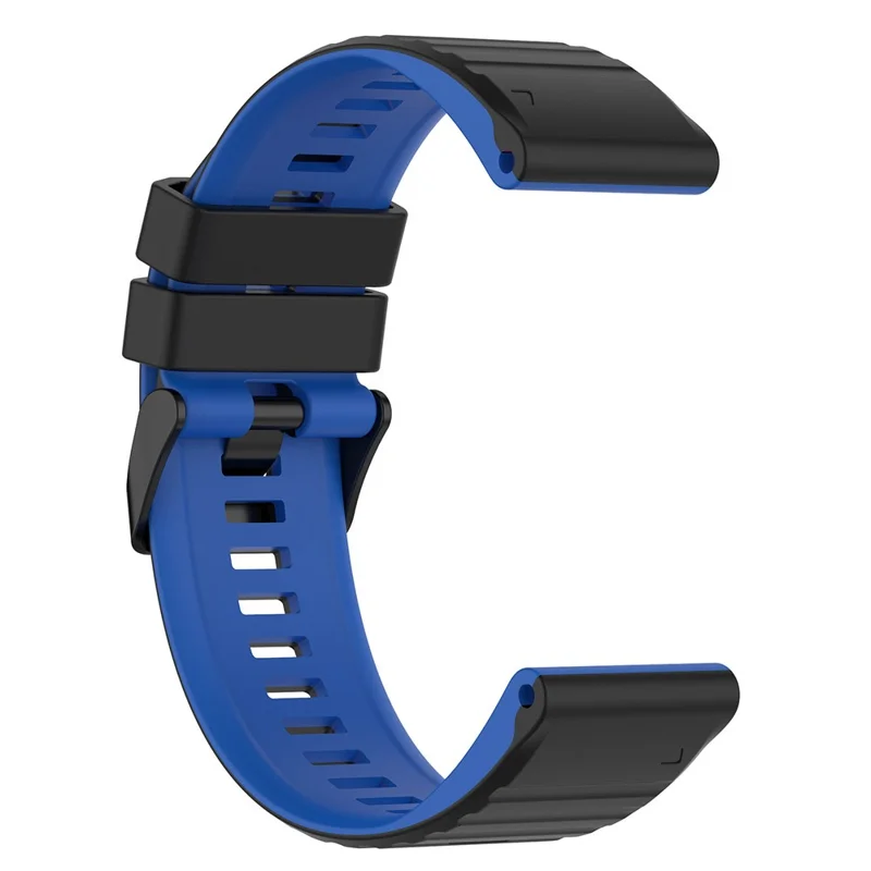 For Garmin Fenix 7X Pro Watch Bands Horizontal Stripes Silicone Dual-color Strap - Black / Blue