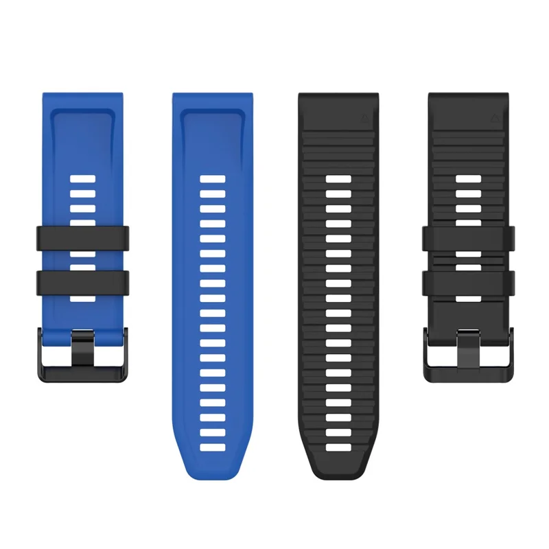 For Garmin Fenix 7X Pro Watch Bands Horizontal Stripes Silicone Dual-color Strap - Black / Blue