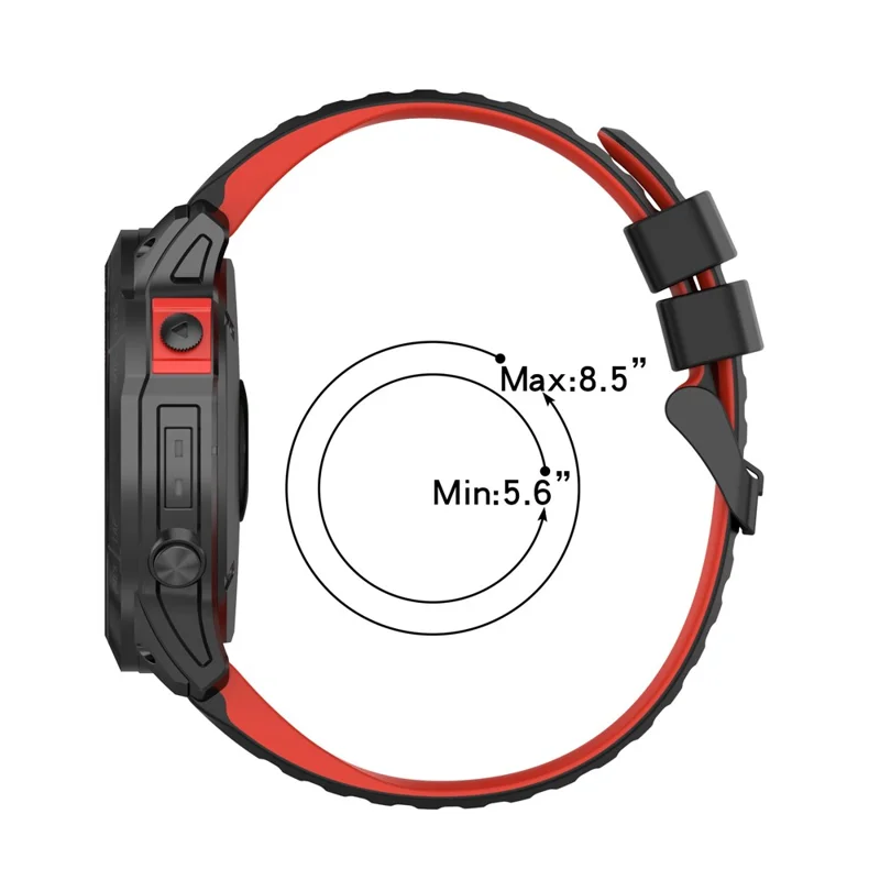 For Garmin Fenix 7X Pro Watch Bands Horizontal Stripes Silicone Dual-color Strap - Black / Blue