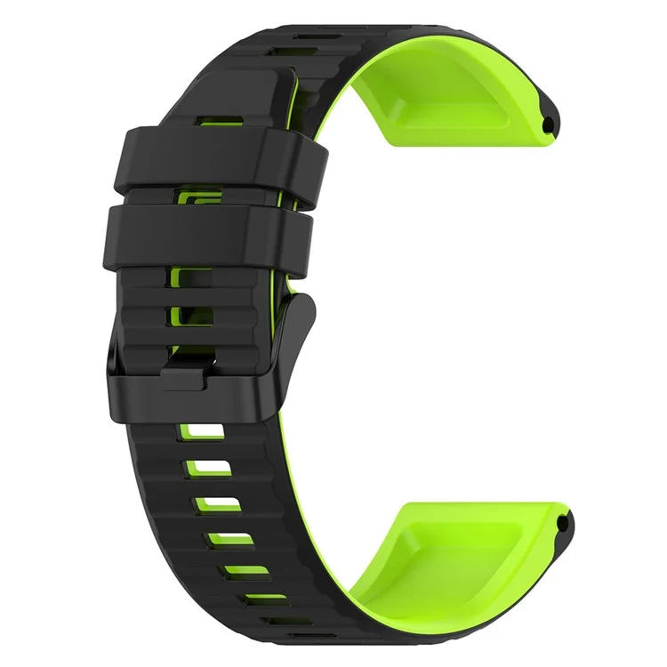 Für Garmin Fenix 7X Pro-Uhrenarmbänder, horizontale Streifen, Silikon, zweifarbig - Schwarz / Lime