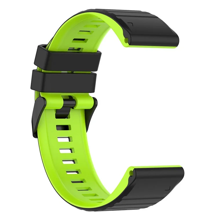 Für Garmin Fenix 7X Pro-Uhrenarmbänder, horizontale Streifen, Silikon, zweifarbig - Schwarz / Lime