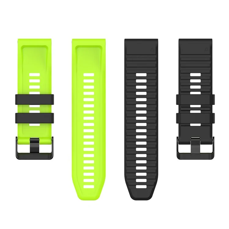 Für Garmin Fenix 7X Pro-Uhrenarmbänder, horizontale Streifen, Silikon, zweifarbig - Schwarz / Lime