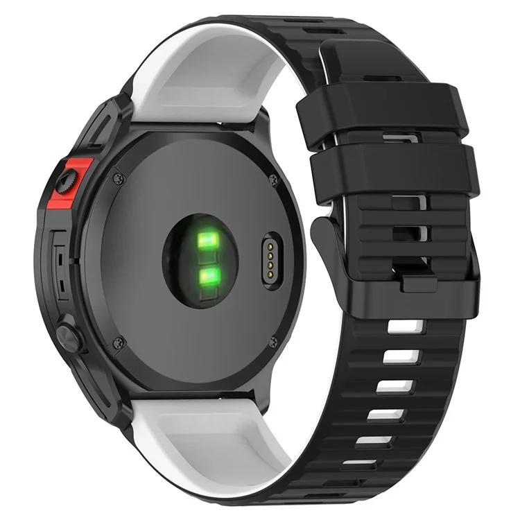 For Garmin Fenix 7 Pro  Silicone Watch Bands Dual-color Horizontal Stripes Wrist Strap - Black / White