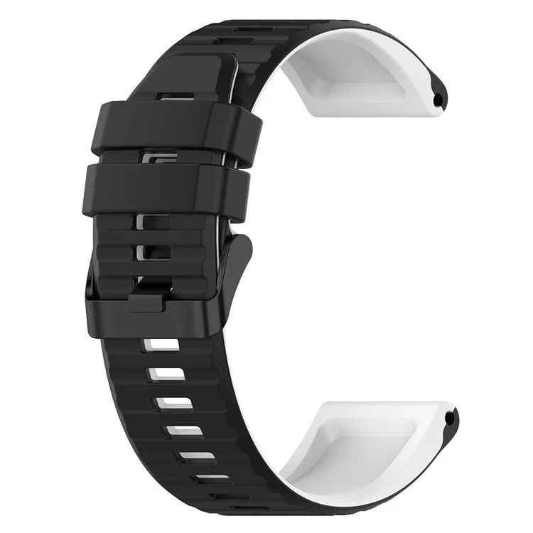 For Garmin Fenix 7 Pro  Silicone Watch Bands Dual-color Horizontal Stripes Wrist Strap - Black / White