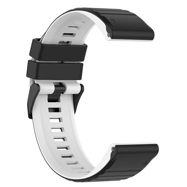 For Garmin Fenix 7 Pro  Silicone Watch Bands Dual-color Horizontal Stripes Wrist Strap - Black / White