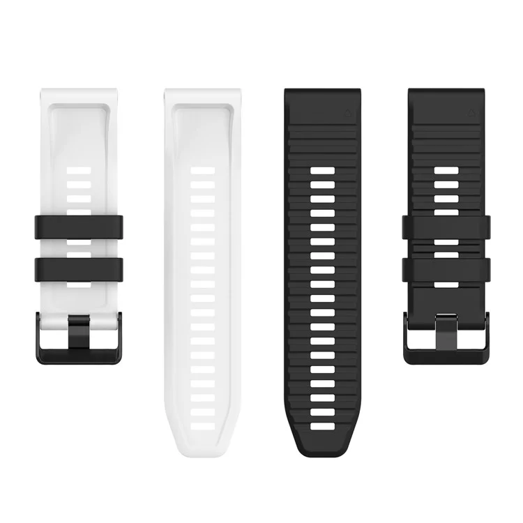 For Garmin Fenix 7 Pro  Silicone Watch Bands Dual-color Horizontal Stripes Wrist Strap - Black / White
