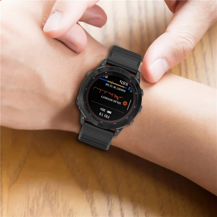 For Garmin Fenix 7 Pro  Silicone Watch Bands Dual-color Horizontal Stripes Wrist Strap - Black / White