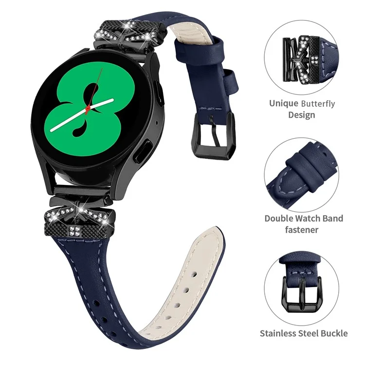 Bracelet de montre boucle noire pour Huami Amazfit Cheetah Pro Butterfly Connector 20mm - Bleu foncé
