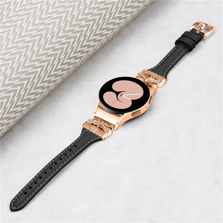 Rose Gold Buckle Strap for Samsung Galaxy Watch6 40mm / 44mm / Watch6 Classic 43mm / 47mm Watch Band - Black