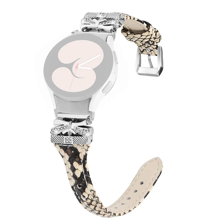 Fivela de Fivela de Prata para Samsung Galaxy Watch4 / Watch5 / Watch4 Classic / Watch4 Active / Watch5 Active Watch Band Pulseira de Borboleta - Textura de Cobra