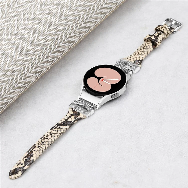 Fivela de Fivela de Prata para Samsung Galaxy Watch4 / Watch5 / Watch4 Classic / Watch4 Active / Watch5 Active Watch Band Pulseira de Borboleta - Textura de Cobra
