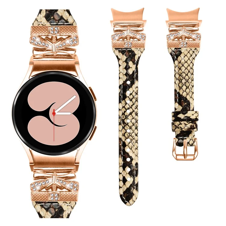 Rose Gold Buckle Strap for Samsung Galaxy Watch4  /  Watch5  /  Watch4 Classic  /  Watch4 Active  /  Watch5 Active Stylish Watchband - Snake Texture