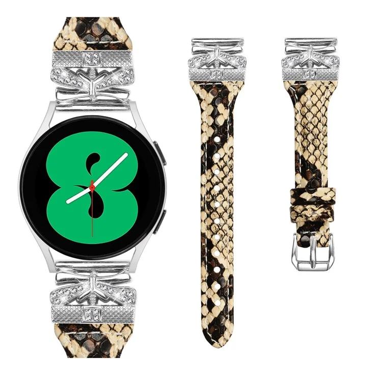 Silver Buckle 20mm Watchband for Samsung Galaxy Watch3 41mm / Watch FE 40mm / Watch4 / Watch5 / Watch4 Classic / Watch4 Active - Snake Texture