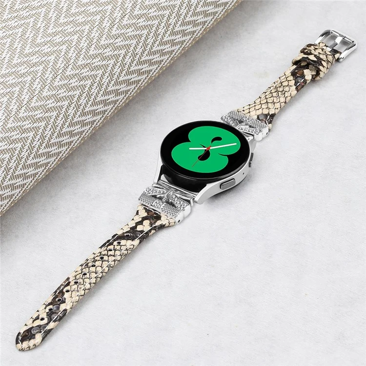 Silver Buckle 20mm Watchband for Samsung Galaxy Watch3 41mm / Watch FE 40mm / Watch4 / Watch5 / Watch4 Classic / Watch4 Active - Snake Texture