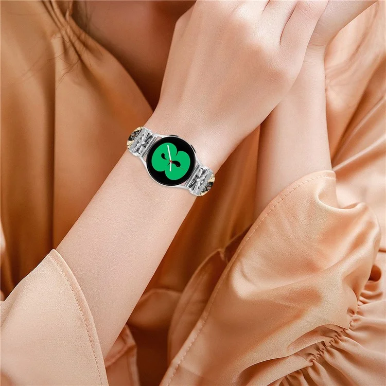 Silver Buckle 20mm Watchband for Samsung Galaxy Watch3 41mm / Watch FE 40mm / Watch4 / Watch5 / Watch4 Classic / Watch4 Active - Snake Texture