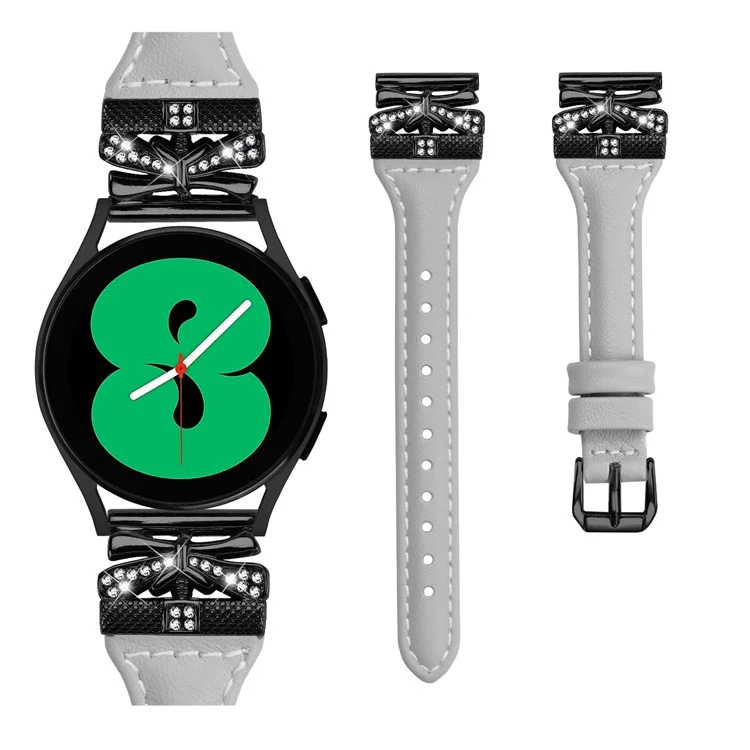 Für Samsung Galaxy Watch3 41mm / Watch FE 40mm / Watch4 / Watch5 / Watch4 Classic / Watch5 Active Watchband Black Buckle 20mm - Grau