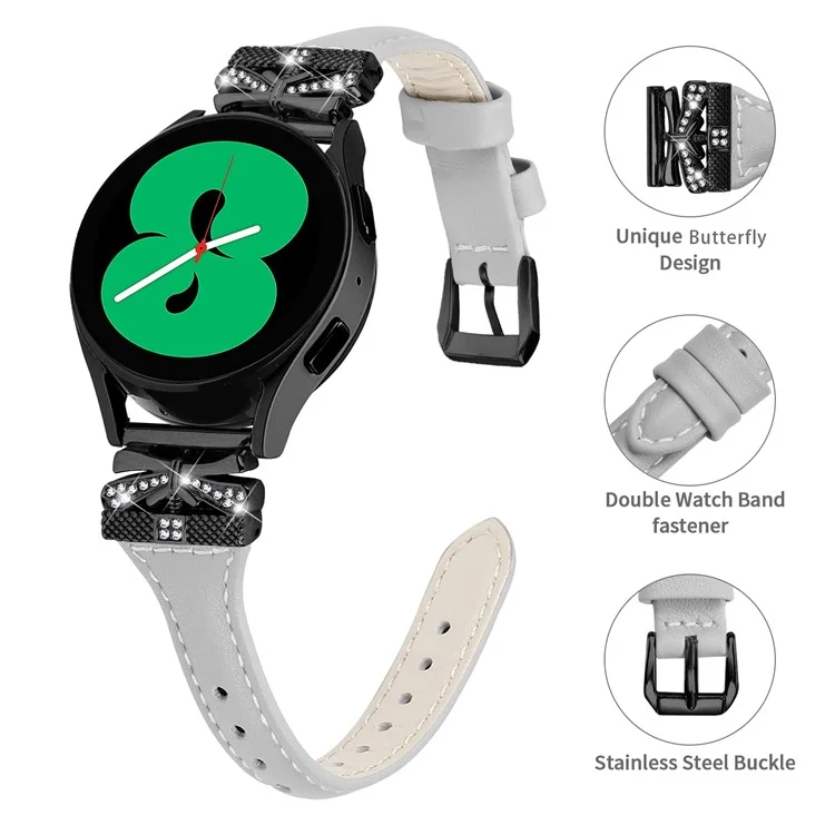 Für Samsung Galaxy Watch3 41mm / Watch FE 40mm / Watch4 / Watch5 / Watch4 Classic / Watch5 Active Watchband Black Buckle 20mm - Grau