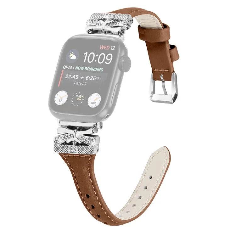 Bracelete de Fivela de Prata para Apple Watch Series 10 46mm / Ultra 2 Ultra 49mm / Series 9 8 7 45mm / 6 5 4 SE (2023) SE (2022) SE 44mm / 3 2 1 42mm - Marrom
