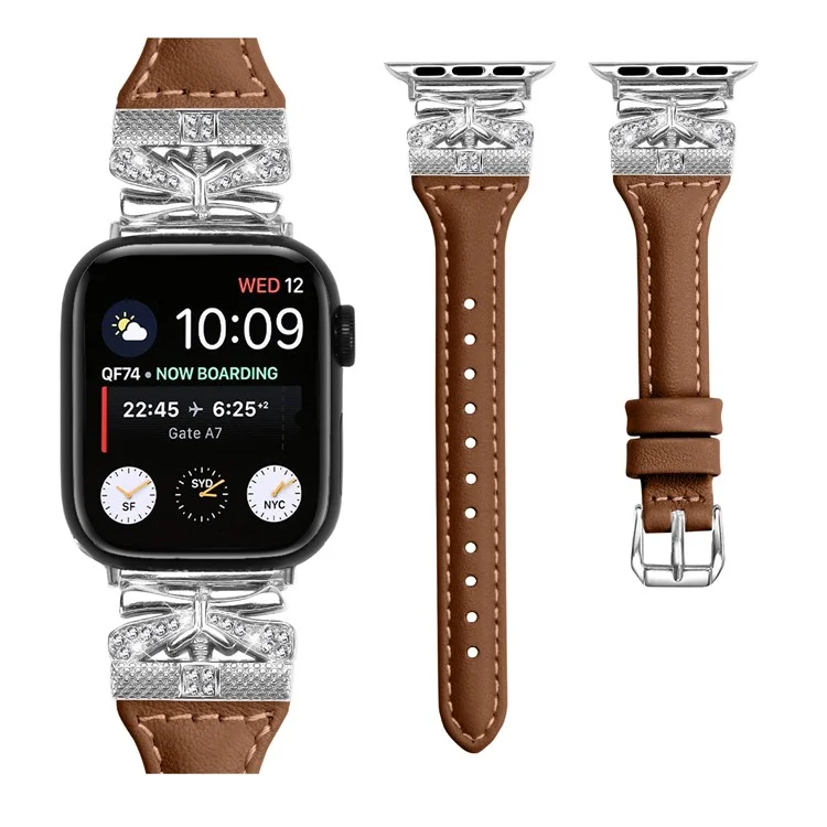 Bracelete de Fivela de Prata para Apple Watch Series 10 46mm / Ultra 2 Ultra 49mm / Series 9 8 7 45mm / 6 5 4 SE (2023) SE (2022) SE 44mm / 3 2 1 42mm - Marrom
