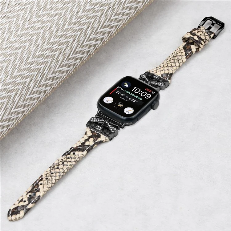 Black Buckle  Strap for Apple Watch Series 10 46mm / Ultra 2 Ultra 49mm /  Series 9 8 7 45mm / 6 5 4 SE (2023) SE (2022) SE 44mm / 3 2 1 42mm - Snake Texture