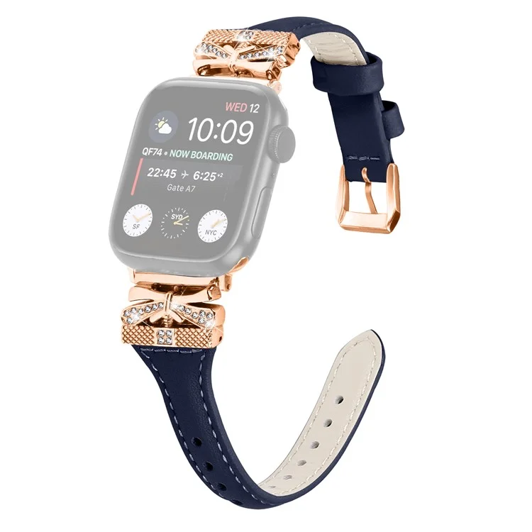 Ремешок для часов с пряжкой из розового золота для Apple Watch Series 10 42 мм / 9 8 7 41 мм / SE (2023) SE (2022) SE 6 5 4 40 мм / 3 2 1 38 мм - темно-синий