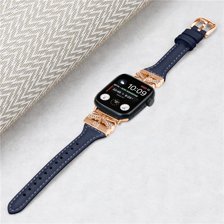 Ремешок для часов с пряжкой из розового золота для Apple Watch Series 10 42 мм / 9 8 7 41 мм / SE (2023) SE (2022) SE 6 5 4 40 мм / 3 2 1 38 мм - темно-синий