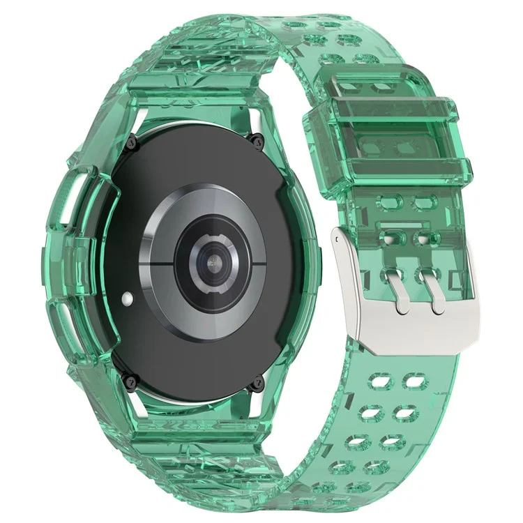 Para Samsung Galaxy Watch6 Classic 43mm (R950) Correa de deporte de TPU transparente con carcasa - Verde traslúcido