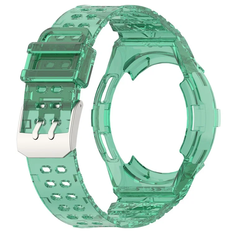 Para Samsung Galaxy Watch6 Classic 43mm (R950) Correa de deporte de TPU transparente con carcasa - Verde traslúcido