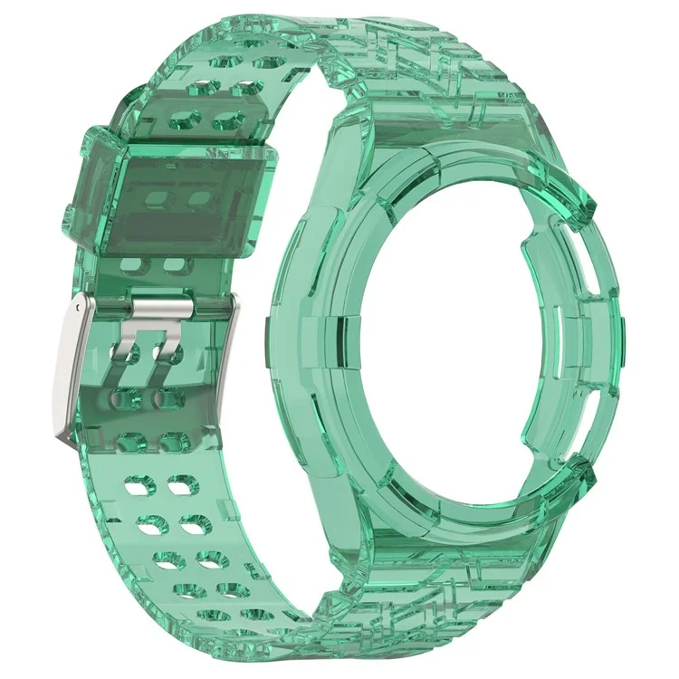 Para Samsung Galaxy Watch6 Classic 43mm (R950) Correa de deporte de TPU transparente con carcasa - Verde traslúcido