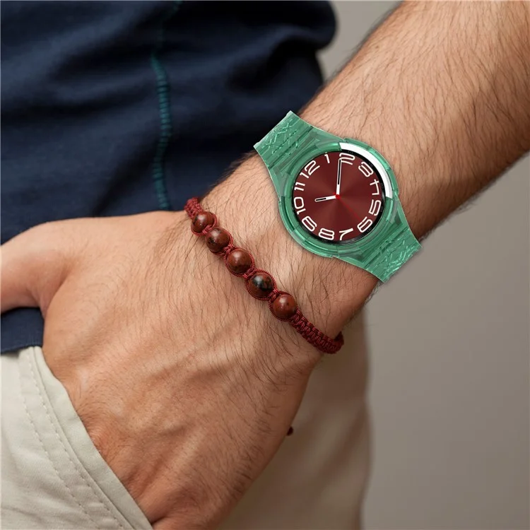 Para Samsung Galaxy Watch6 Classic 43mm (R950) Correa de deporte de TPU transparente con carcasa - Verde traslúcido
