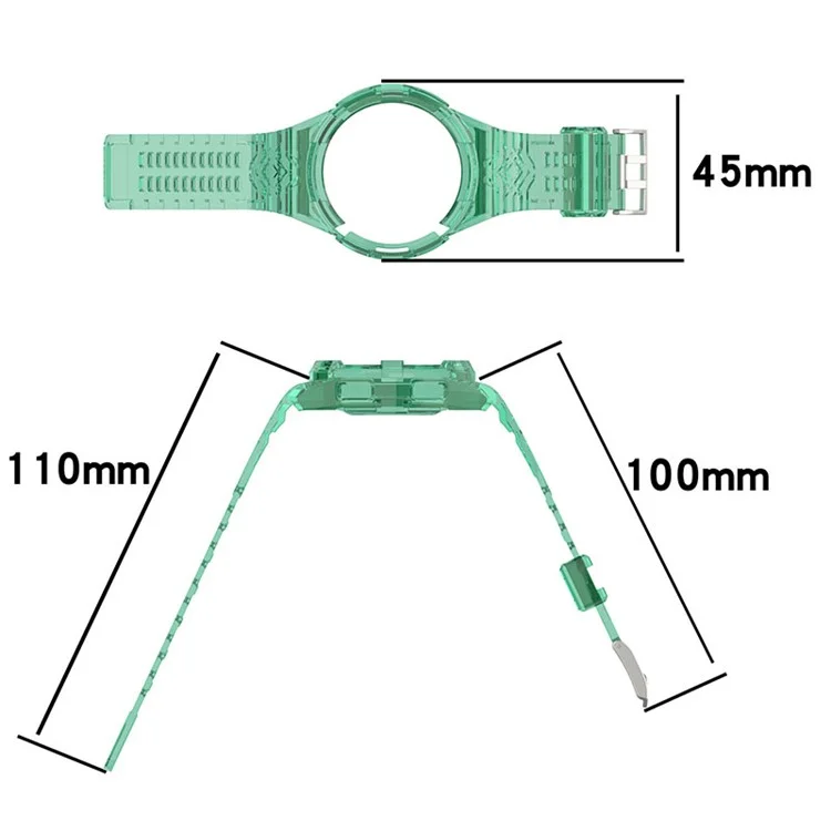 Para Samsung Galaxy Watch6 Classic 43mm (R950) Correa de deporte de TPU transparente con carcasa - Verde traslúcido