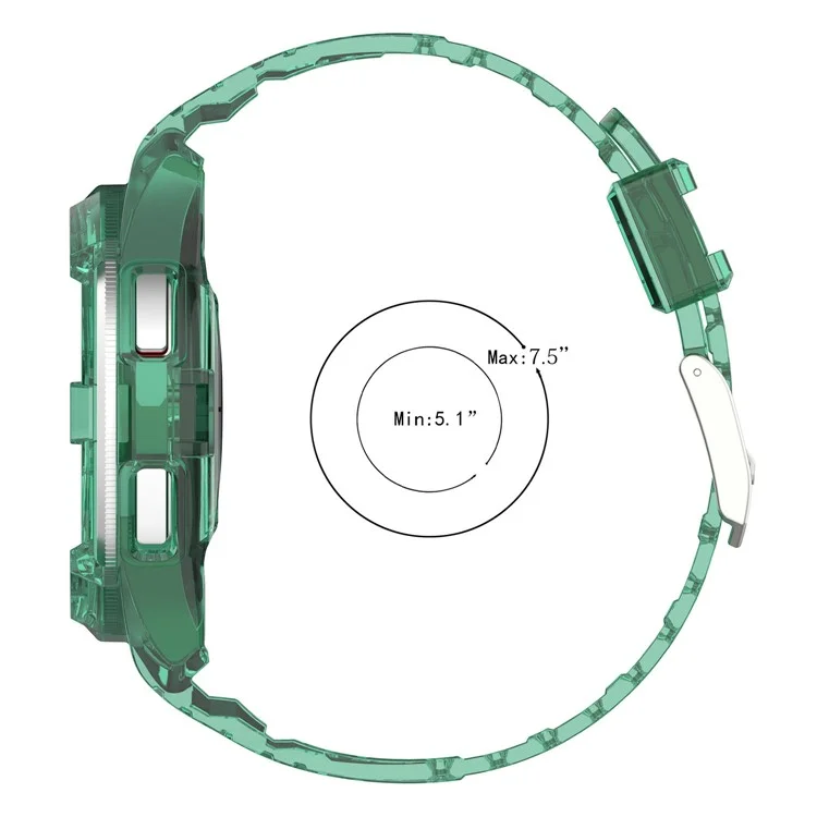 Para Samsung Galaxy Watch6 Classic 43mm (R950) Correa de deporte de TPU transparente con carcasa - Verde traslúcido