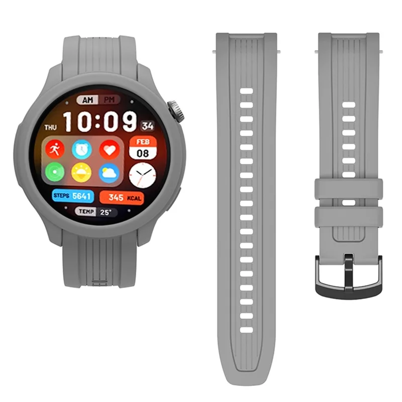 Para Huami Amazfit Balance (A2286) Correa de Silicona Reloj de Pulsera Banda con Cubierta de Marco de Reloj - Gris