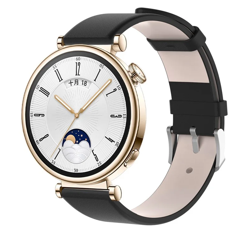Per Huawei Watch GT 4 41mm Sostituzione Cinturino 18mm Cinturino in Pelle PU - Nero