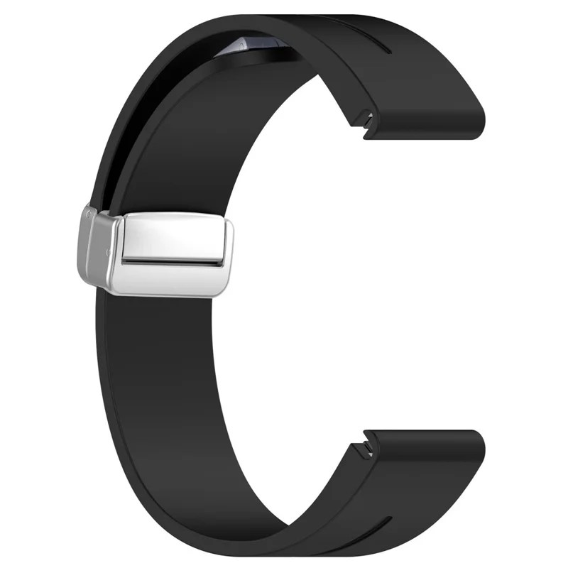 Pour Garmin Fenix 7S / 6S Pro / 5S Plus / Instinct 2S Bracelets de montre en silicone à boucle argentée 20 mm Sangle magnétique - Noir
