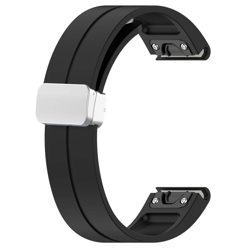Pour Garmin Fenix 7S / 6S Pro / 5S Plus / Instinct 2S Bracelets de montre en silicone à boucle argentée 20 mm Sangle magnétique - Noir