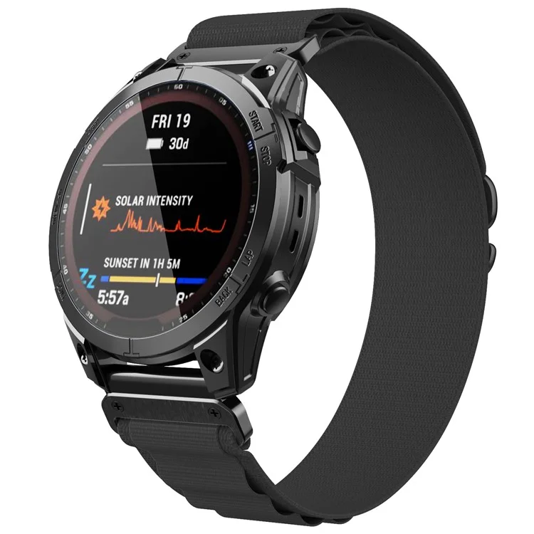 For Garmin Fenix 7 / Forerunner 965 / 955 / 945 / 935 Watch Strap Nylon Loop Quick Release 22mm Wristband - Black