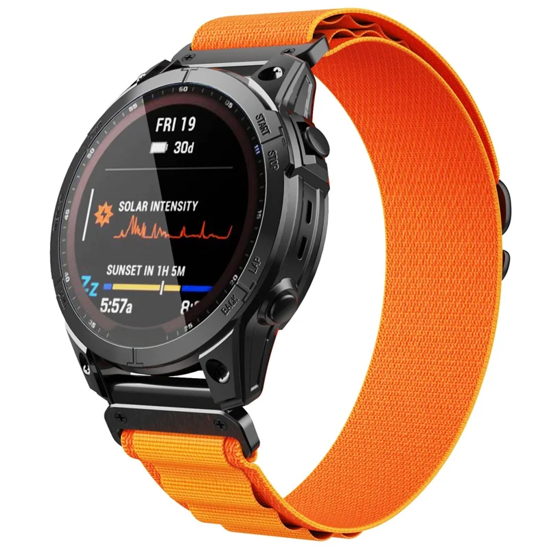For Garmin Fenix 7X / 7X Solar / Tactix 7 Pro Nylon Watch Band Adjustable 26mm Quick Release Wrist Strap - Orange
