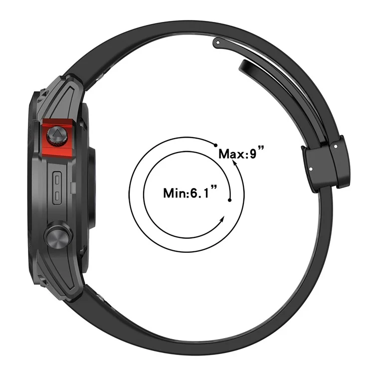 Para Garmin Tactix 7 Pro / Fenix 7X / Fenix 7X Solar Correa de reloj de silicona de 26 mm Correa de reloj transpirable con hebilla plegable - Negro