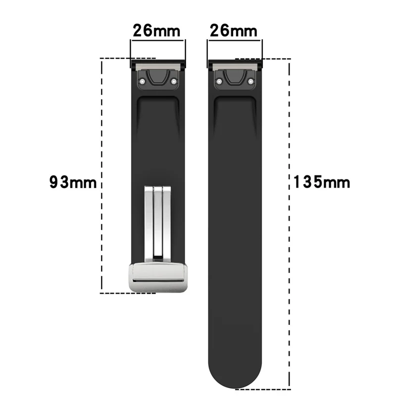 For Garmin Fenix 7X / 7X Solar / Tactix 7 Pro Silicone Watch Band 26mm Folding Silver Buckle Watch Strap - Green