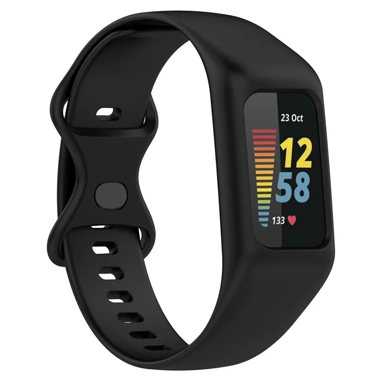For Fitbit Charge 6 / 5 / 4 / 3 Watch Strap Integrate Silicone Watch Band with Case Cover - Black