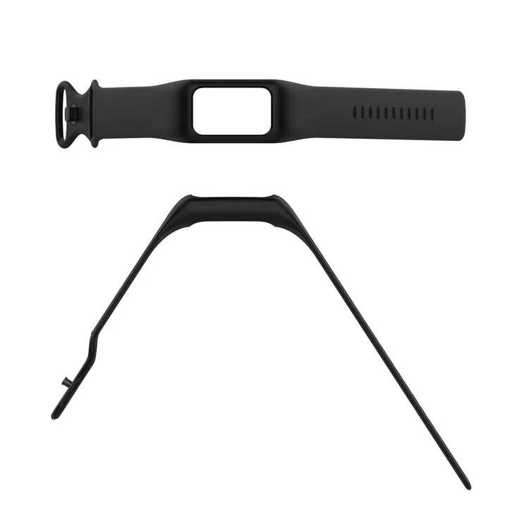 For Fitbit Charge 6 / 5 / 4 / 3 Watch Strap Integrate Silicone Watch Band with Case Cover - Black