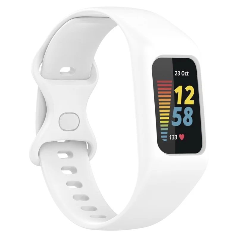 For Fitbit Charge 6 / 5 / 4 / 3 Watch Strap Integrate Silicone Watch Band with Case Cover - White
