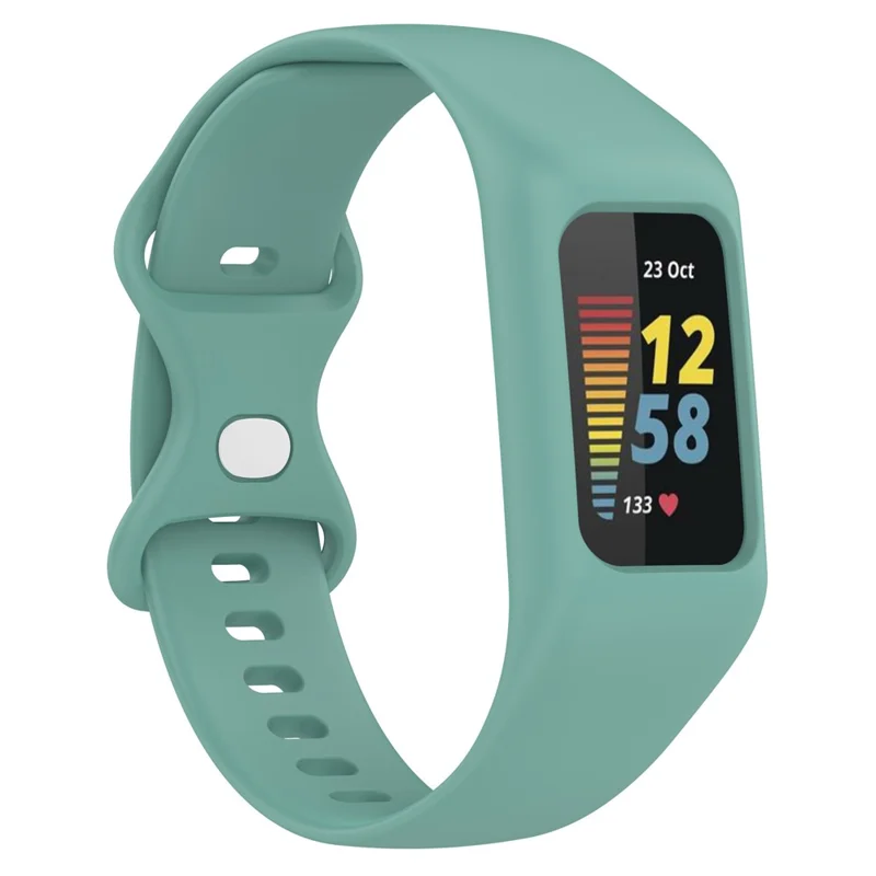 For Fitbit Charge 6 / 5 / 4 / 3 Watch Strap Integrate Silicone Watch Band with Case Cover - Green