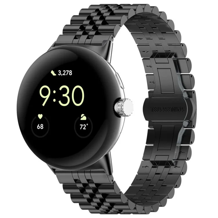 For Google Pixel Watch / Watch 2 Replacement Watch Strap Stainless Steel Watch Band - Black