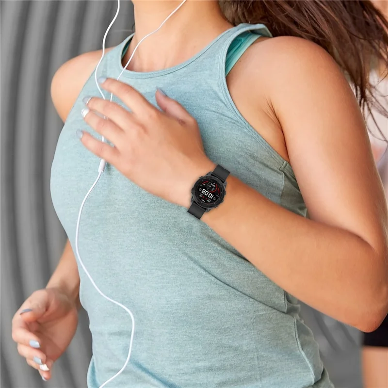 For Garmin Fenix 7S / 7S Pro / Instinct 2S / Fenix 6S Watch Strap 20mm Silicone Watchband with Black Buckle - Black