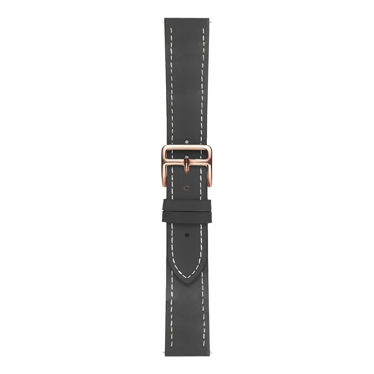 Para Garmin vivoactive 5 / Venu 2 Plus / Venu Sq Correa de reloj de piel de poliuretano con hebilla dorada de 20 mm - Negro